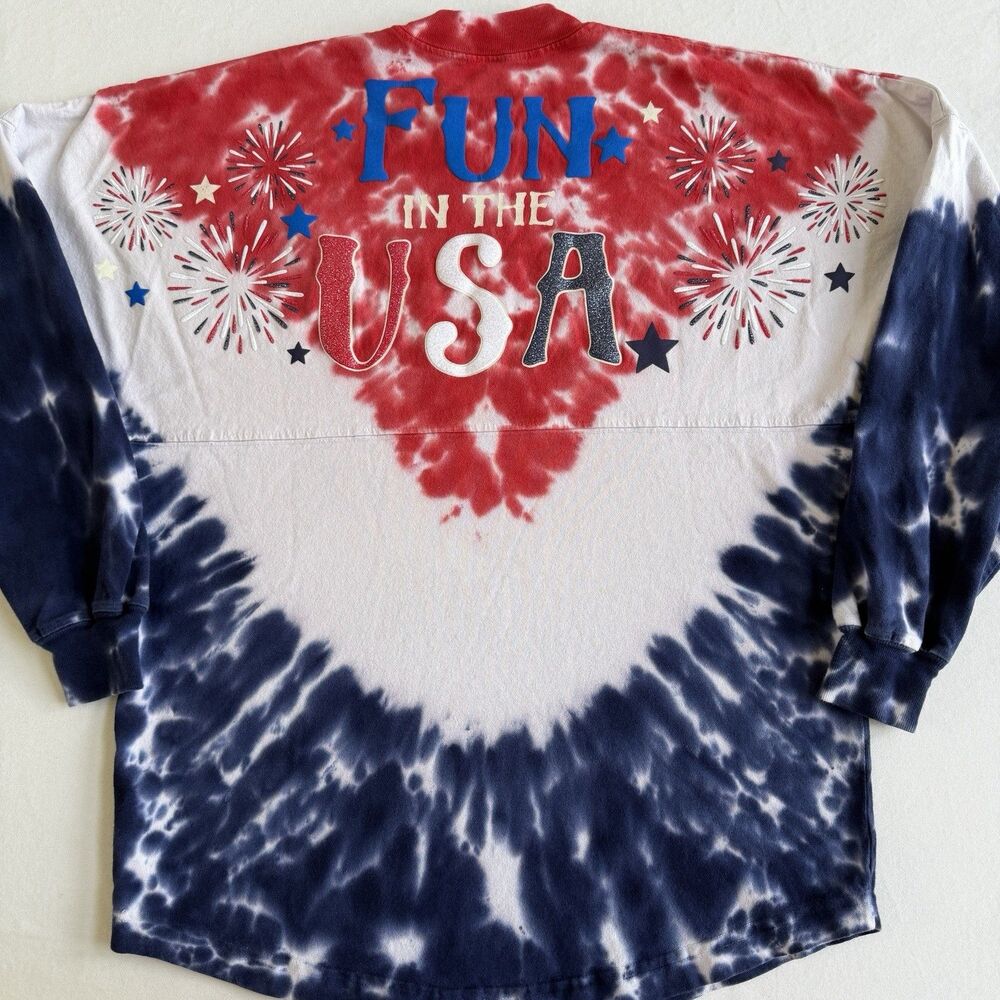 Disney Parks Spirit Jersey Epcot Fun In USA Tie Dye America Shirt XS 4th July